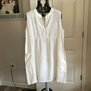 J. Jill linen sleeveless dress 2 deep pockets XLP late Spring/early Summer dress